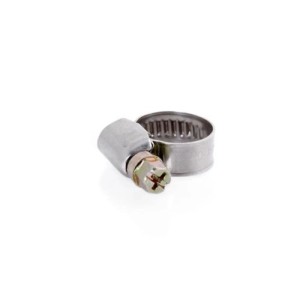 Ich-Zapfe Schneckengewindeschelle, 10-16 mm, für 7 mm Schläuche, aus Metall, silberfarben.