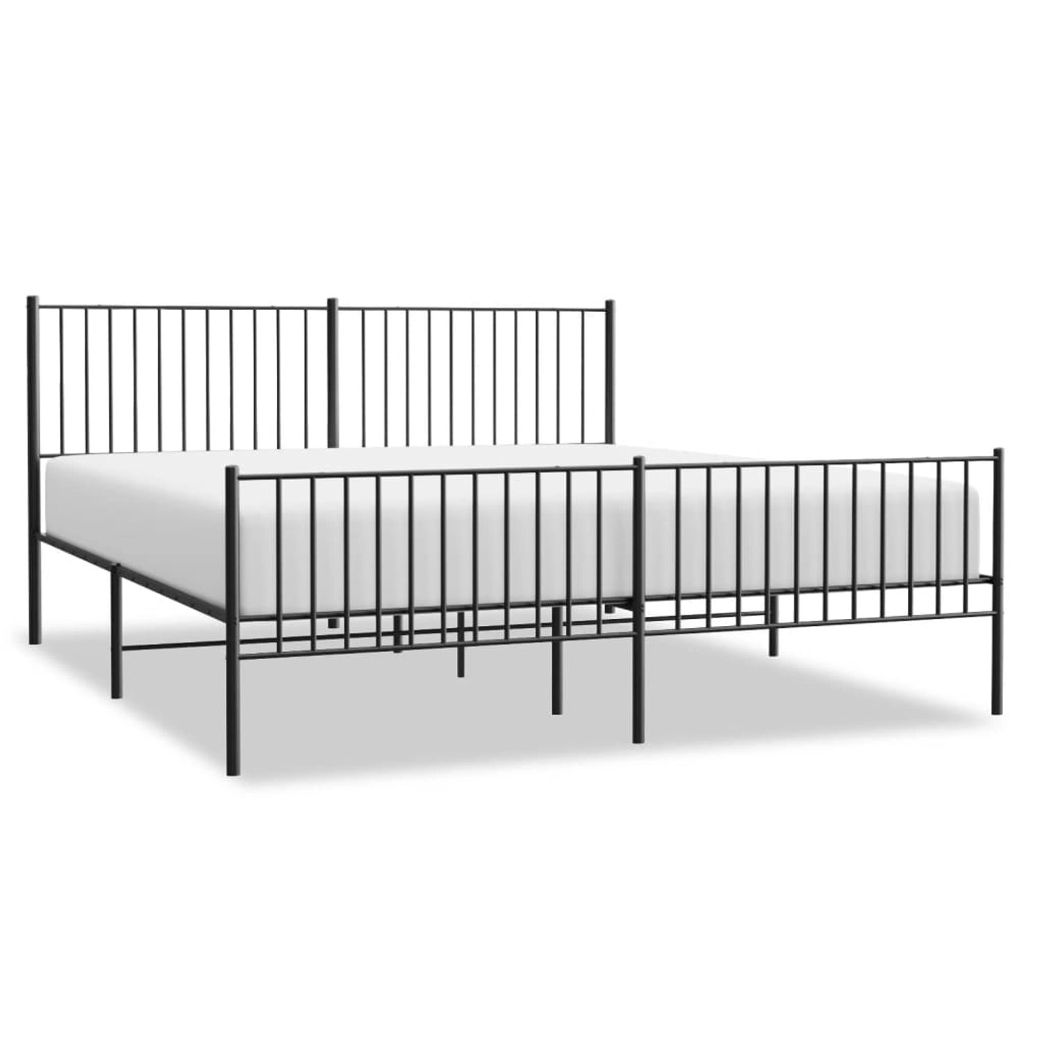 vidaXL Metallbett ohne Matratze mit Fußteil Schwarz 180x200 cm 350886