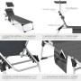 Graue Tectake Aluminium Sonnenliege Lorella, gepolstert, klappbar, mit verstellbarem Sonnendach und Seitentasche.