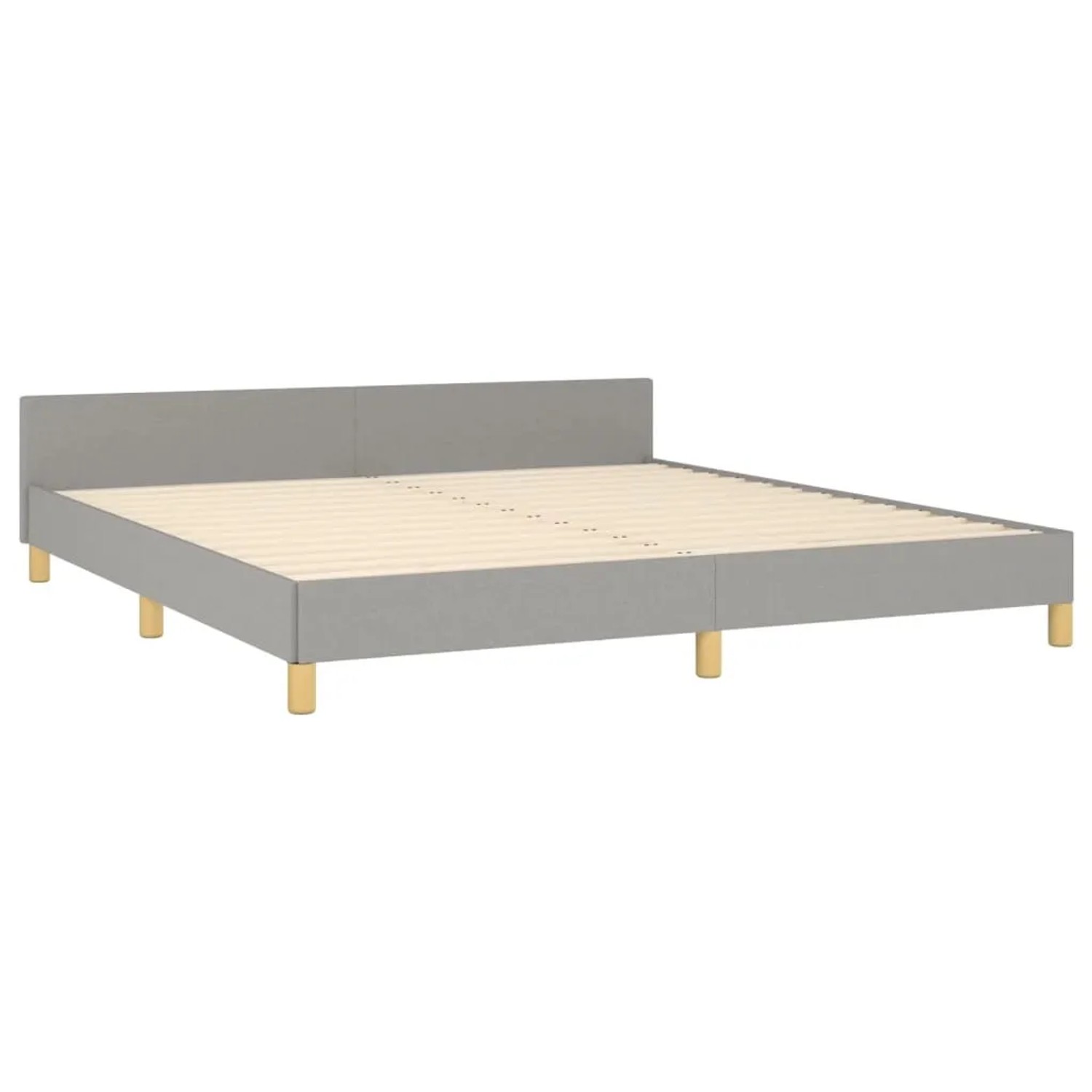 Hellgraues Stoff-Bettgestell 180x200 cm mit Kopfteil für Schlafzimmer.