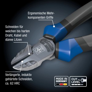 LUX Seitenschneider Professional 145 mm: Zange mit ergonomischen Griffen und gehärteten Schneiden.