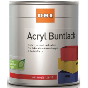 Dose OBI Acryl Buntlack Anthrazitgrau, seidenglänzend, für Innen- und Außenbereich.