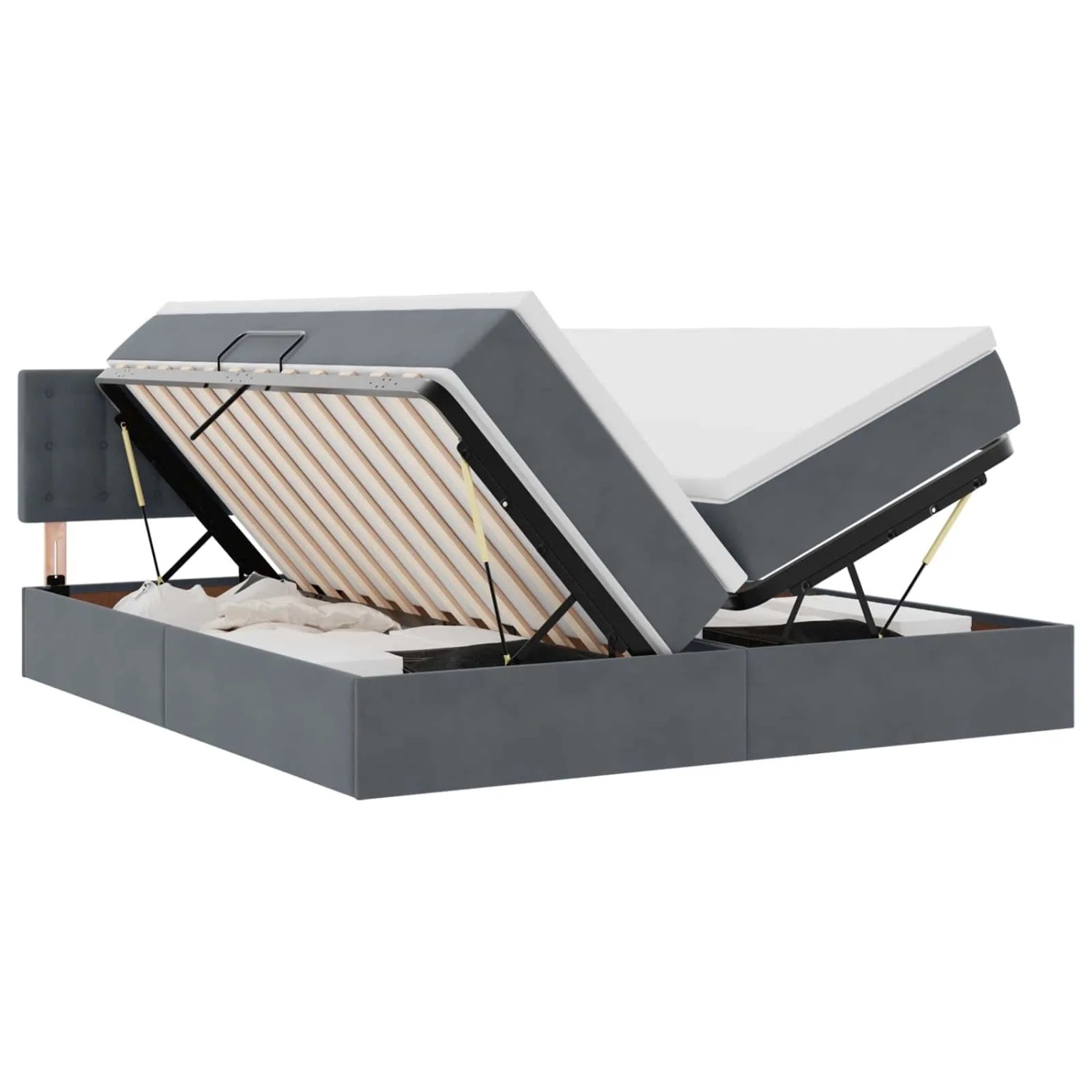 vidaXL Bett mit LED-Lichtleisten Dunkelgrau 200 x 200 cm Samt 3371640