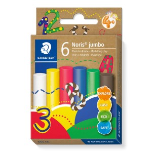 Staedtler Knete Noris Jumbo, 6 Farben im Set, zum Basteln und Modellieren.