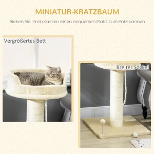 PawHut Kratzbaum, 85 cm, mit Liegefläche, Spielball. Katzenbaum mit Kratzsäule und Kuschelbett.