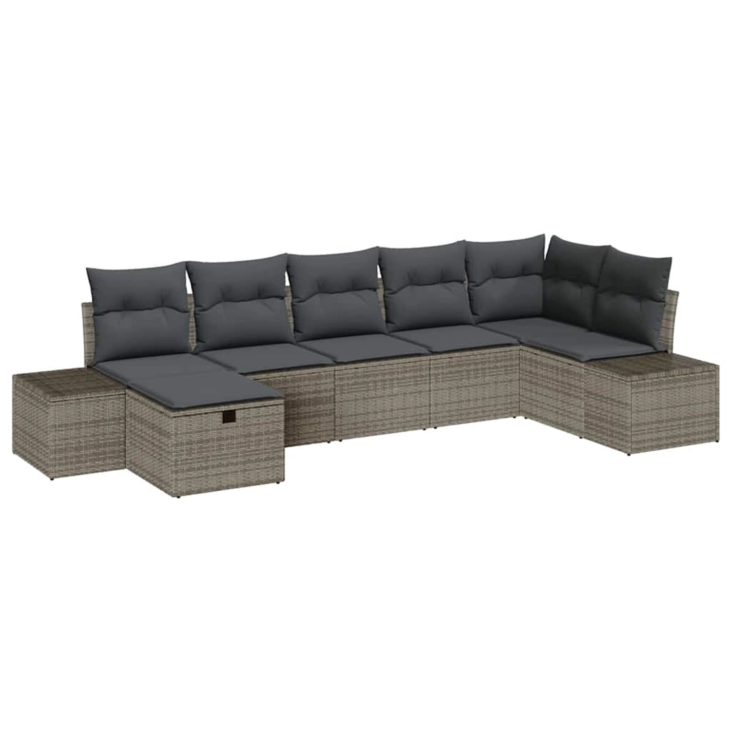 vidaXL Garten-Sofa-Set mit Kissen 7-Tlg Grau Poly Rattan 3359398 günstig online kaufen