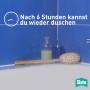Anwendung von Sista Sanitärsilikon Neue Fuge im Badezimmer mit Duschutensilien.