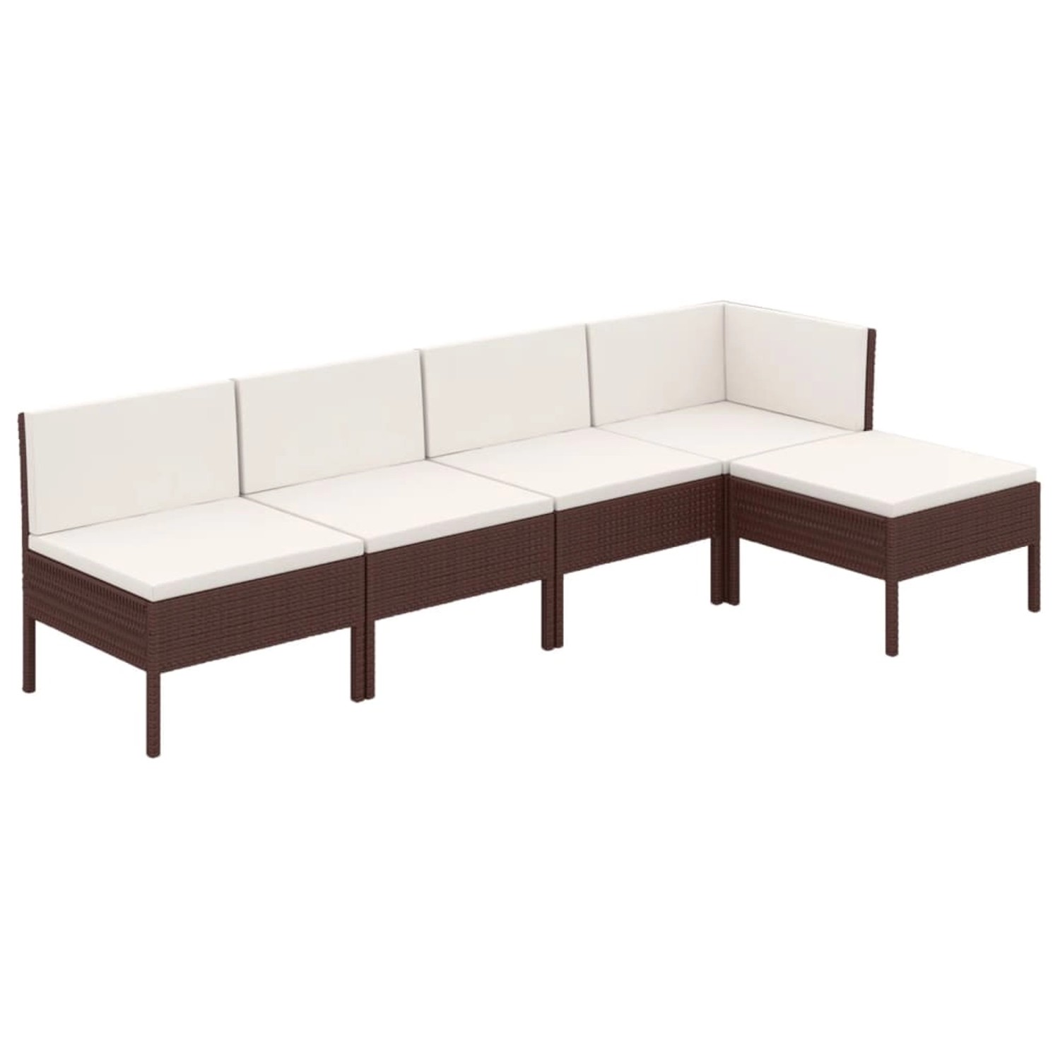 vidaXL 5-tlg Garten-Lounge-Set mit Auflagen Poly Rattan Braun Modell 14