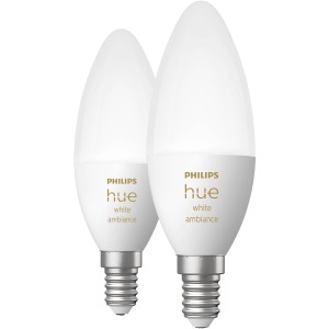 2er-Pack Philips Hue E14 LED-Kerzen, White Ambiance, 470 lm. Smarte Lampen für individuelle Lichtstimmungen.
