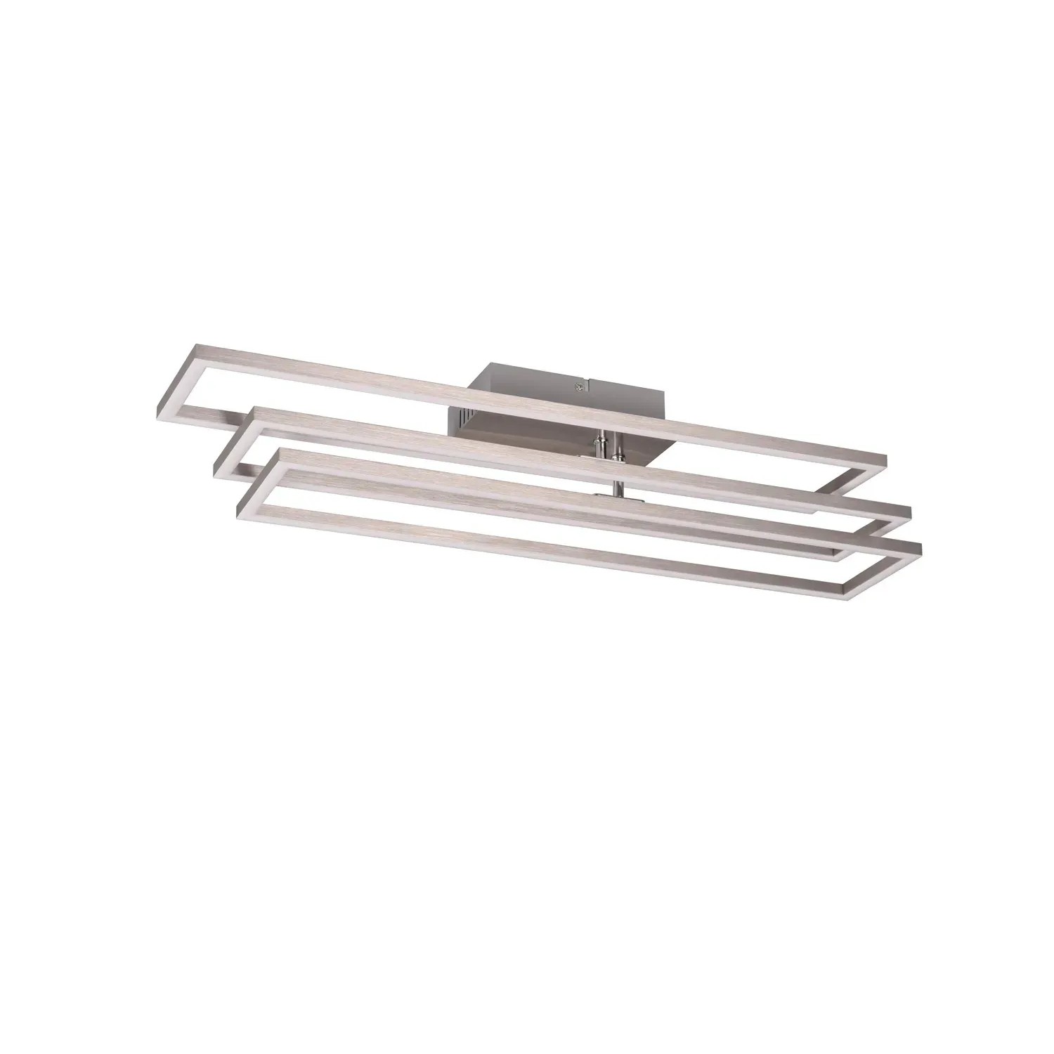 Moderne LED-Deckenleuchte Corso, 1-flammig, Nickel matt, mit rechteckigem Design.