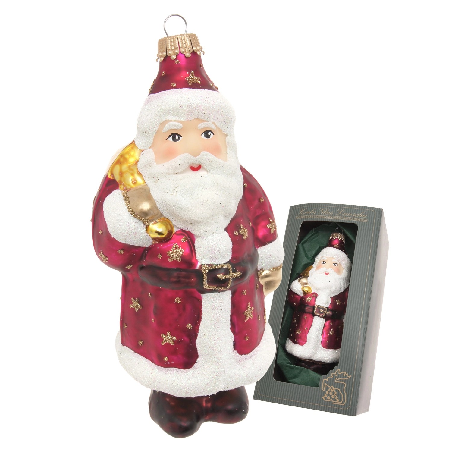 Krebs Glas Lauscha Weihnachtsornament Santa 1-tlg. 7cm