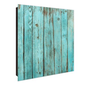 Banjado Schlüsselkasten mit blauem Holz Motiv, 30x30cm, 50 Haken, beschreibbar, magnetisch.