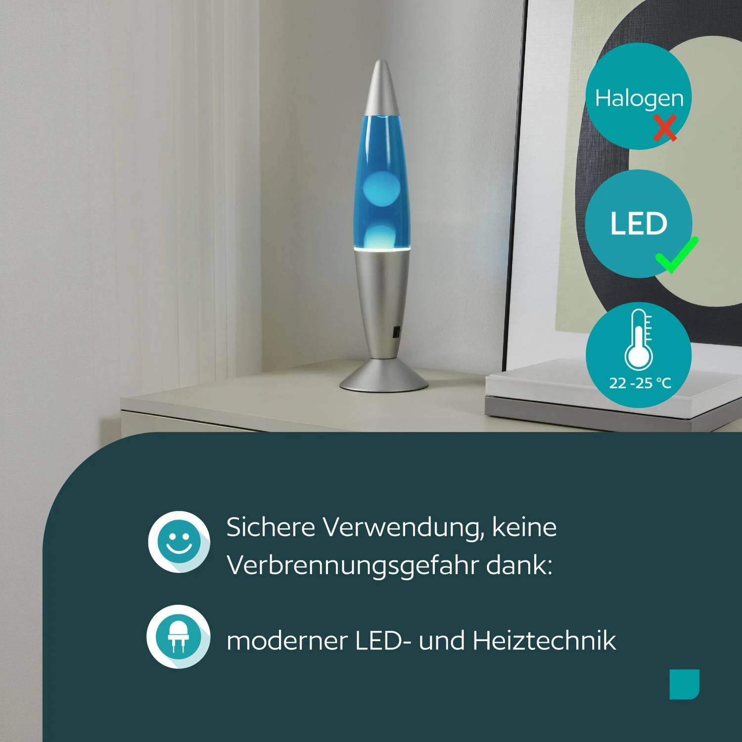 Eglo LED-Lavatischleuchte Silber/Blau/Weiß, Höhe 42cm_6