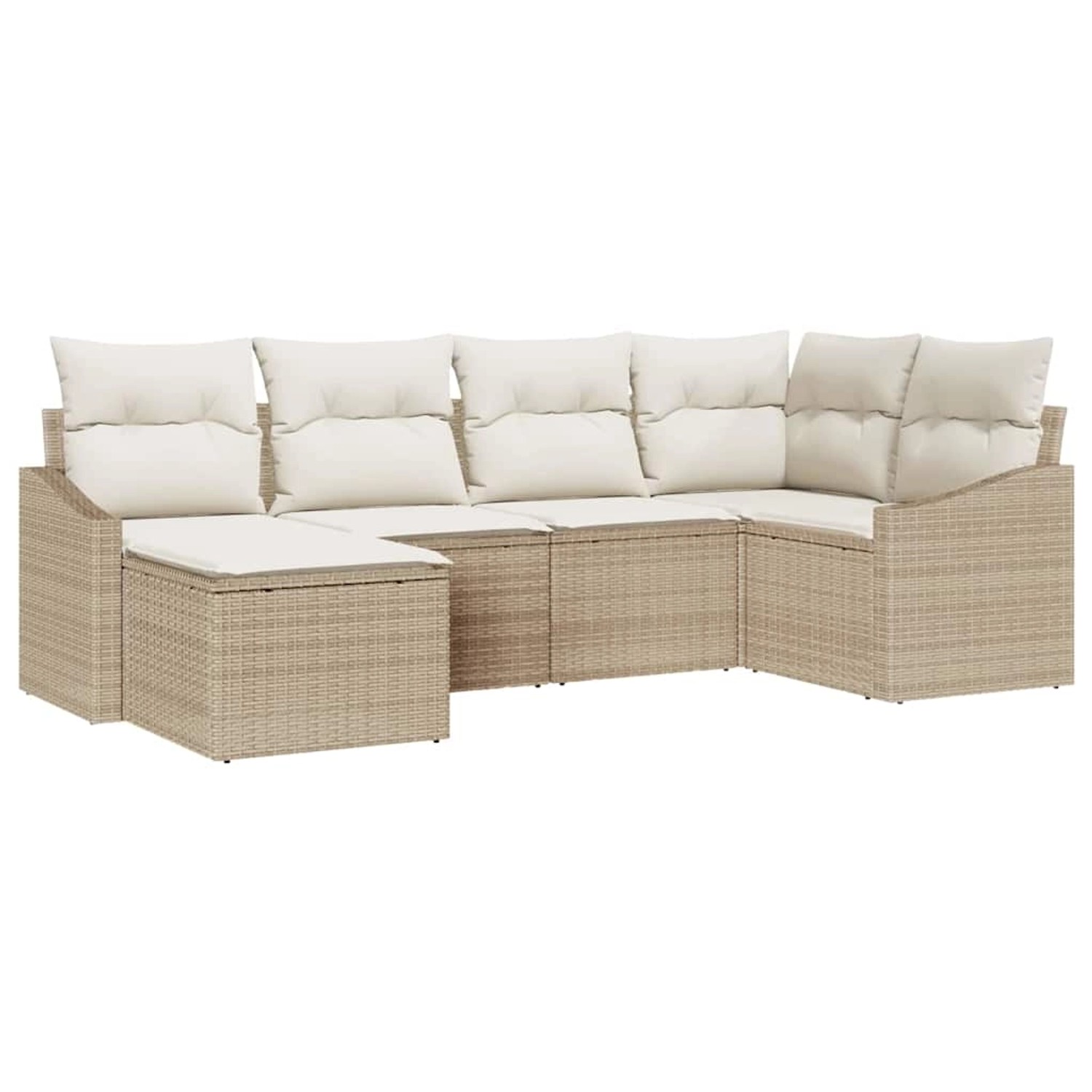 vidaXL Garten-Sofa-Set 6-Tlg Beige Poly Rattan 3346791 günstig online kaufen