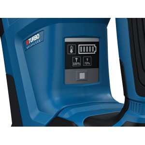 Detailaufnahme des Bosch Professional Akku-Schlaghammers GSH 18V-5 mit Akkuanzeige.