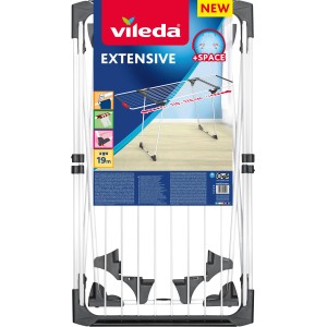 Vileda Wäscheständer Extensive, weiß, mit ausziehbaren Flügeln und Kleinteilehalter.