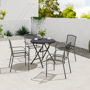 Outsunny Gartentisch  Stahl HDPE Dunkelgrau 80L x 80B x 73H cm