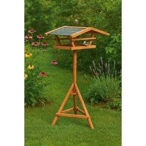 Kobolo Vogelhaus mit Ständer im Garten, Holz Futterhaus für Wildvögel.