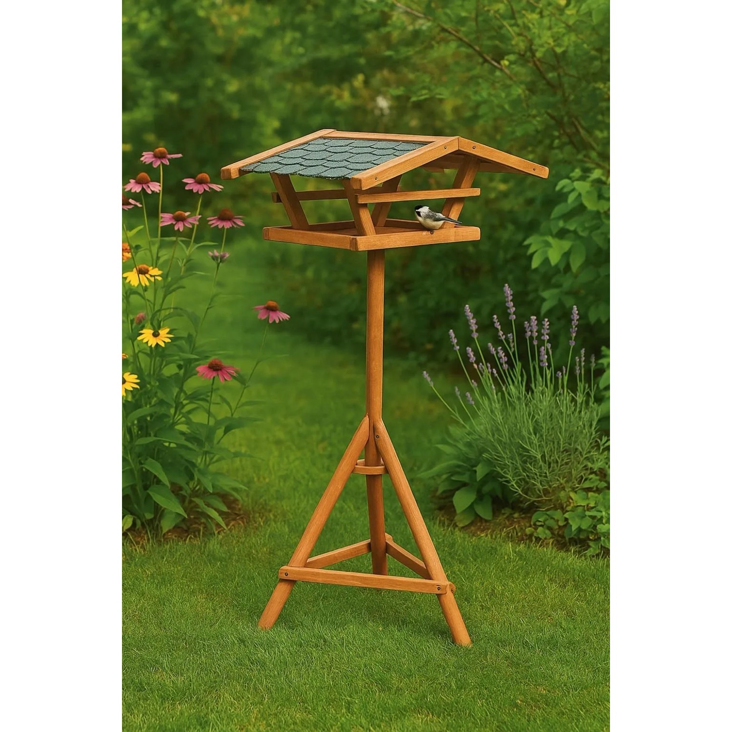 Kobolo Vogelhaus mit Ständer im Garten, Holz Futterhaus für Wildvögel.