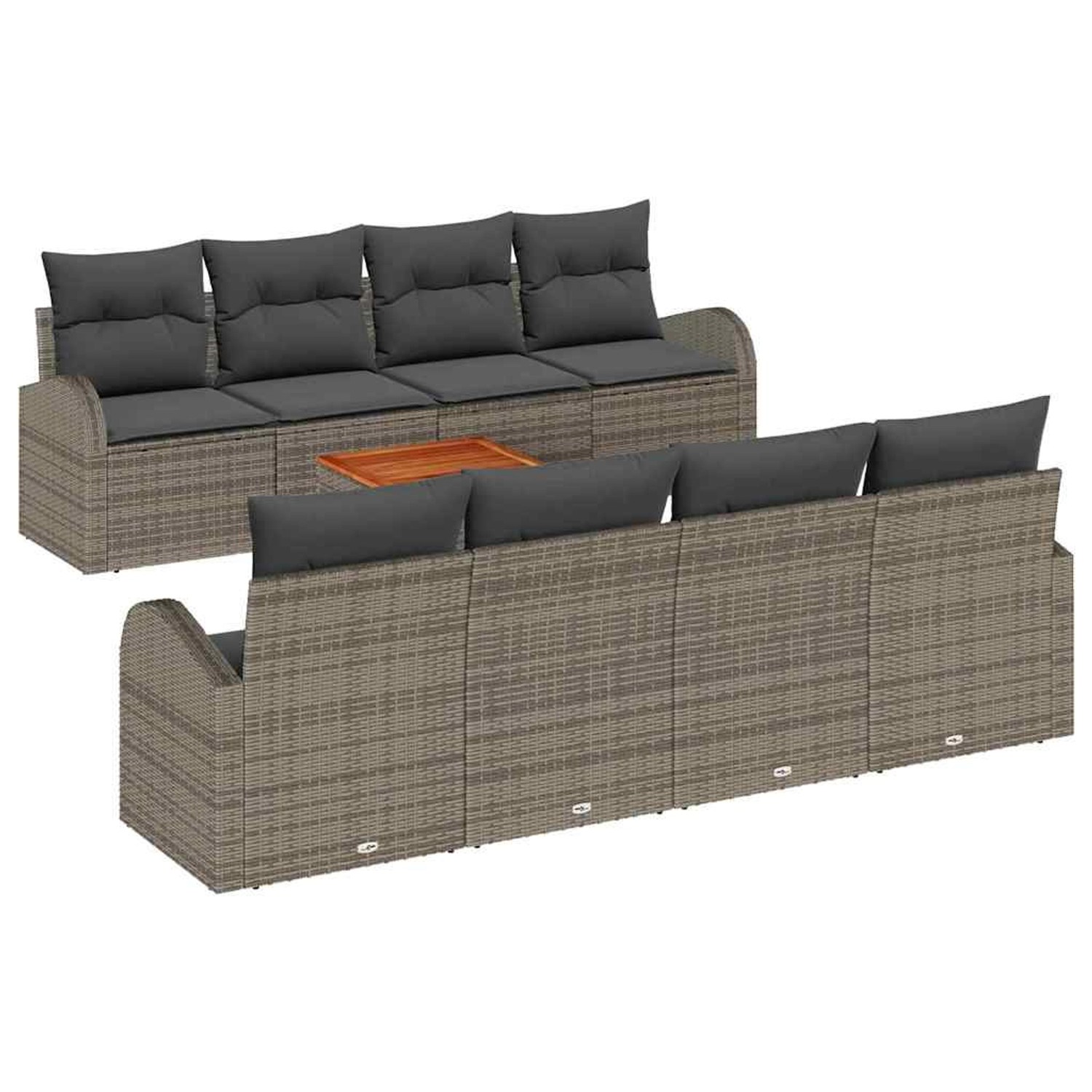 vidaXL Garten-Sofa-Set 9-Tlg Grau Poly Rattan 3347552 günstig online kaufen