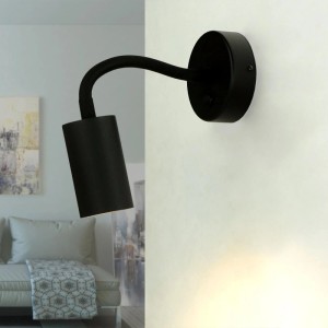 Schwarze EASYLIGHT Leselampe mit Flexarm und Schalter für GU10 Leuchtmittel.