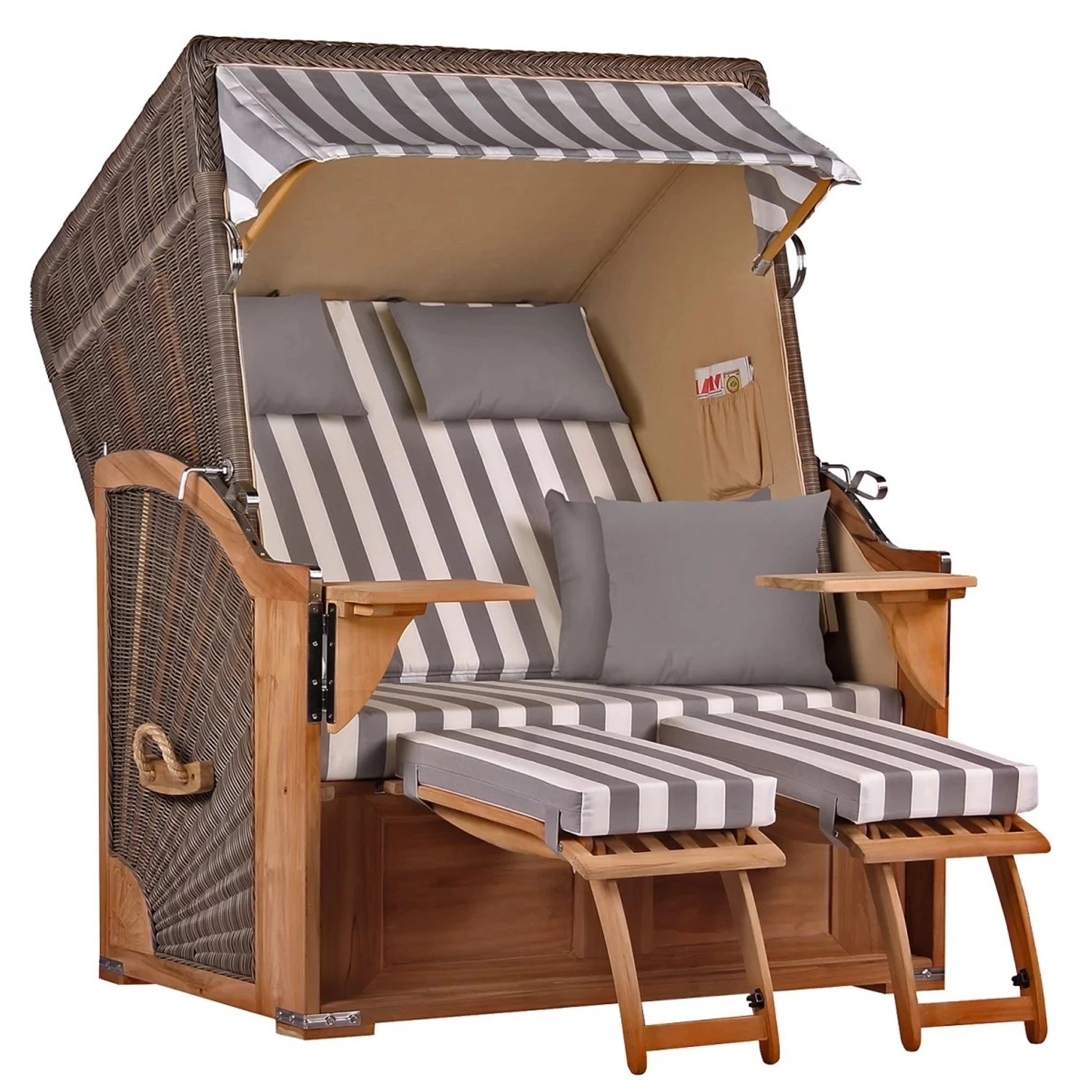 GarWoh Strandkorb Nordstrand Teak PE Grey Dessin 513 günstig online kaufen