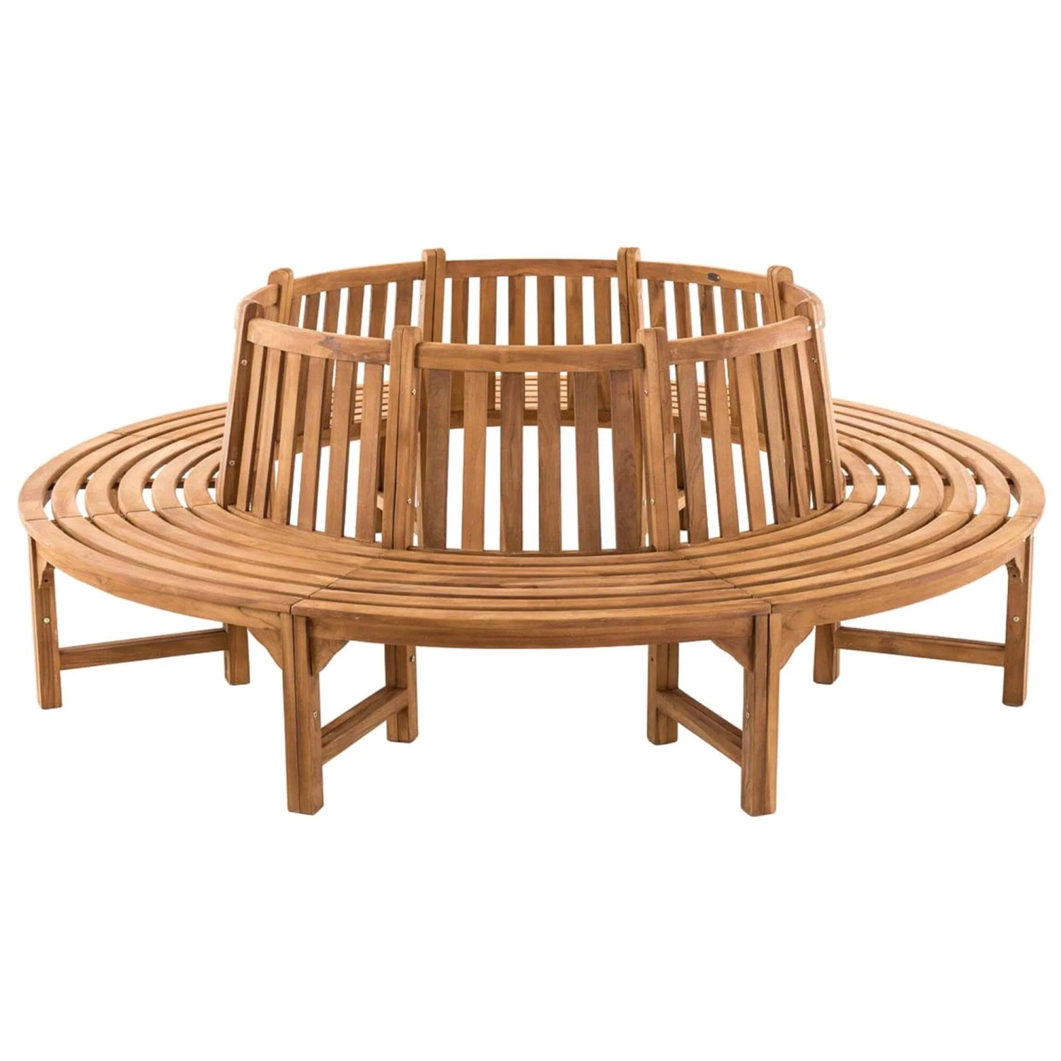 DELUKE Baumbank SUTOR Holz Teak 250x250x92cm Kreisrunde Sitzbank Mit Lehne Baumbank Gartenbank Für Baum