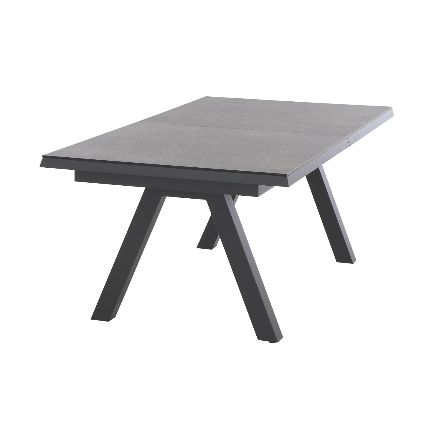 Ausziehbarer Gartentisch Ferrostone von Siena Garden, 100x260 cm, mit Aluminiumgestell und HPL-Tischplatte.