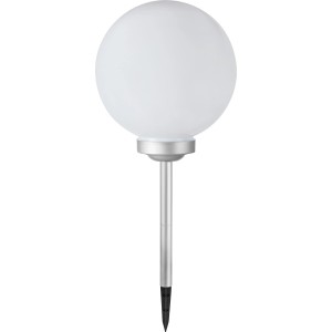 Weiße Solar-Kugel Trani LED Ø 20 cm für den Garten, mit Erdspieß.