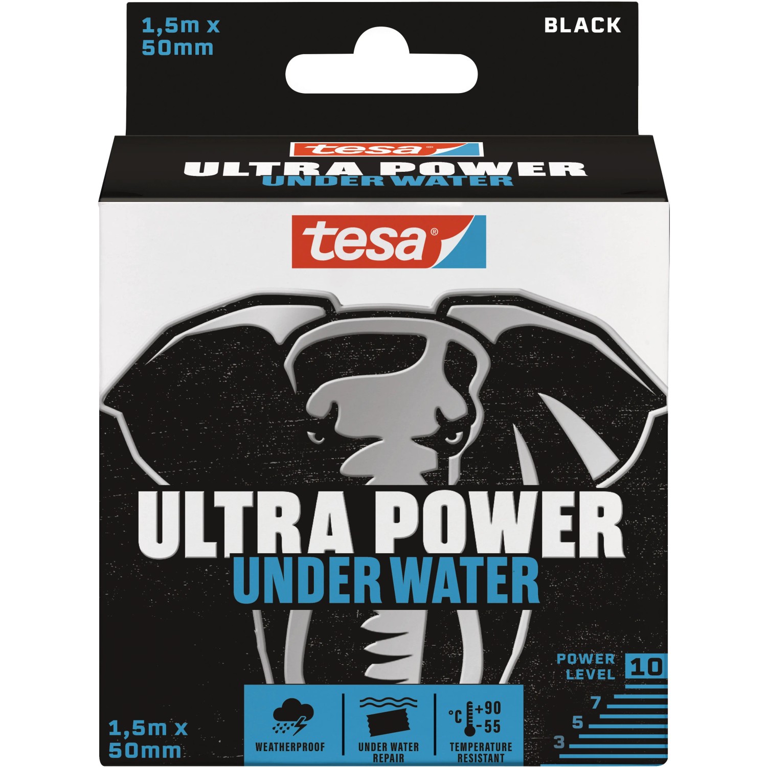 Tesa Ultra Power Under Water Reparaturband, 1,5m x 50mm, ideal für Reparaturen unter Wasser.