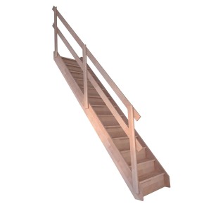 StarWood Treppe Rhodos Buche, gerade, mit Holzgeländer und Setzstufen.
