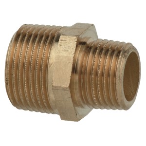 Kirchhoff Reduzier-Doppelnippel aus Rotguss, 21 mm auf 16,7 mm, für Gewindefittings.