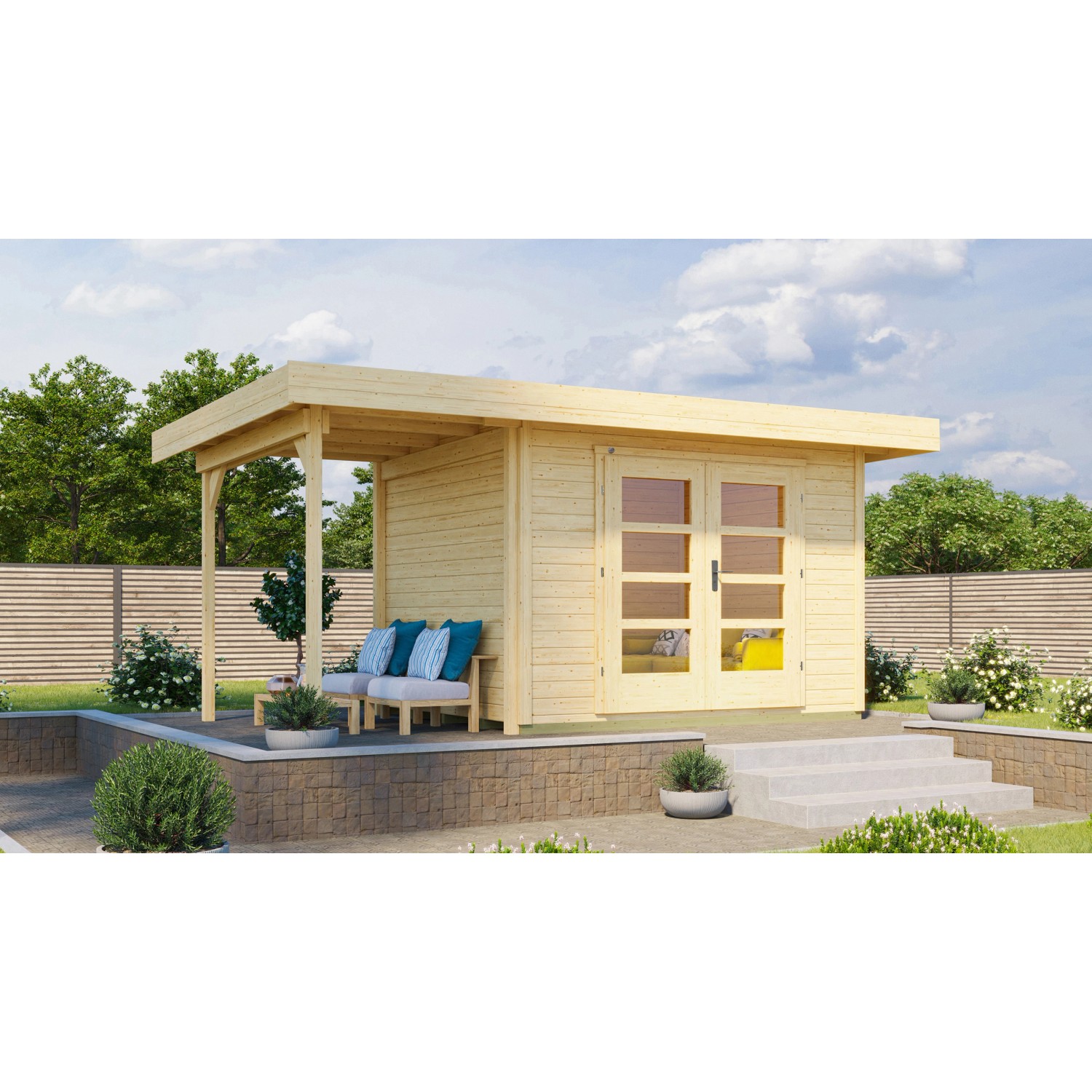 weka Gartenhaus "Designhaus 126 Plus", (Set), mit Anbaudach günstig online kaufen