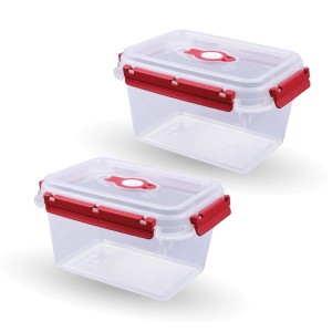 2er-Pack Bestlivings Frischhalteboxen 1,5L mit rotem Deckel, ideal als Lunchbox.