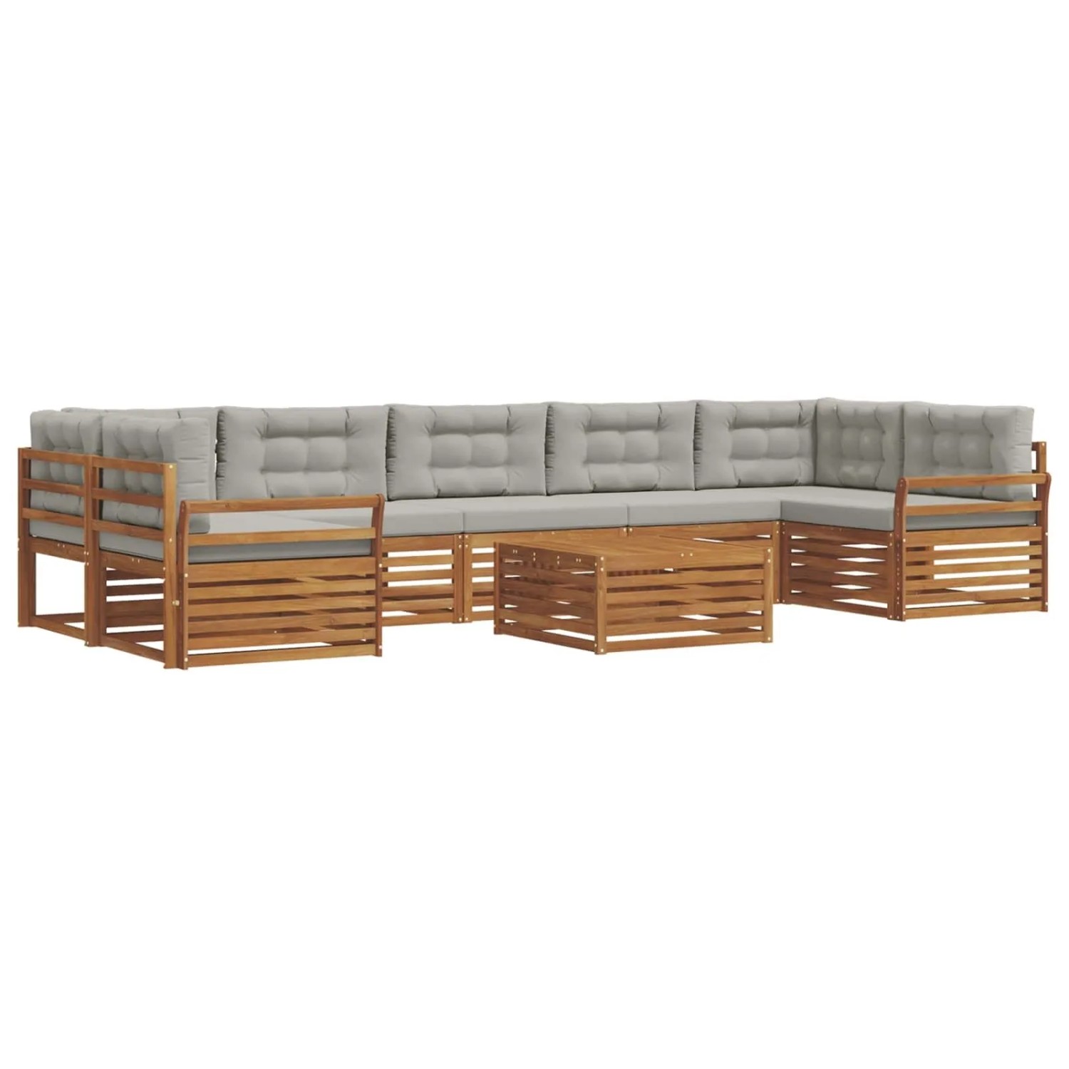 vidaXL Outdoor-Sofagarnitur mit Kissen 24-Tlg Natur und Hellgrau 3373181