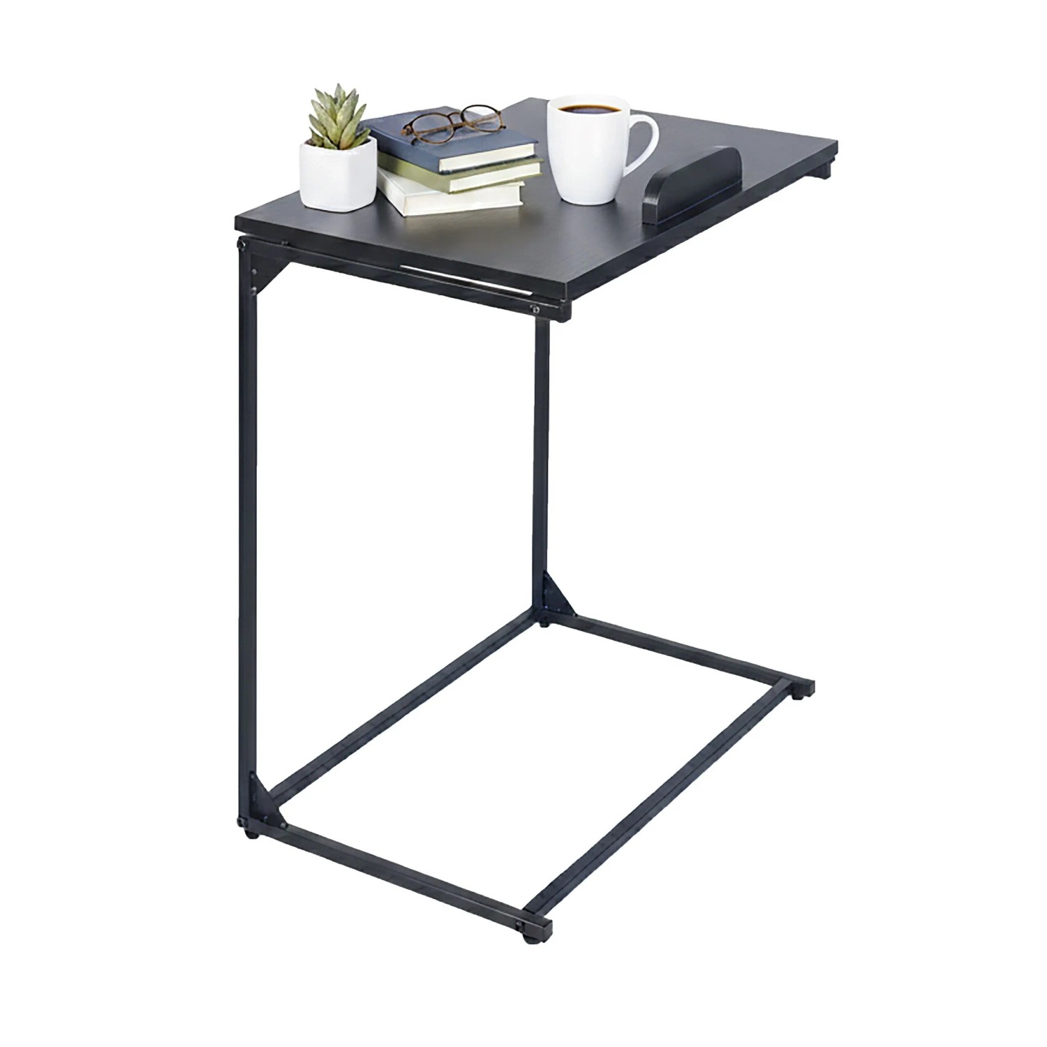 Relaxdays Beistelltisch Eisen MDF Schwarz Neigbar 66 cm x 55 cm x 35 cm 4,4 kg