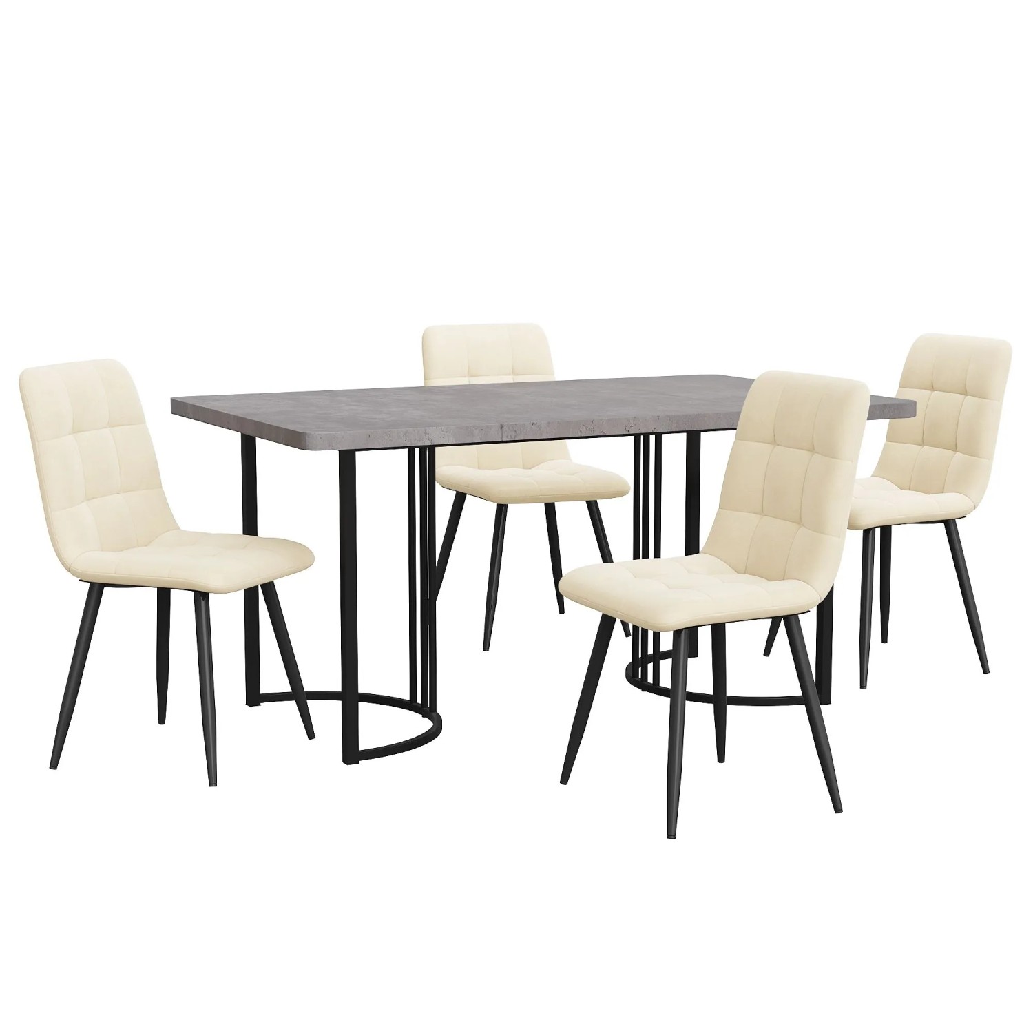 Merax Essgruppe 5-Teilig 140x80 Grau Beige Samt