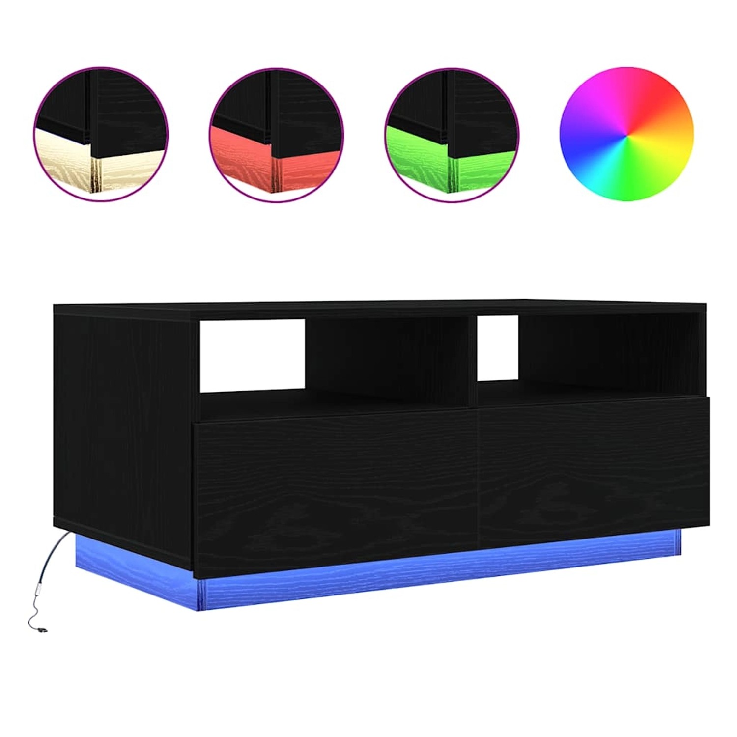 vidaXL Couchtisch mit LED-Leuchten Schwarz Eichen-Optik 90x49x40 cm 862254 günstig online kaufen