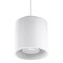 Weiße Sollux Lighting Hängeleuchte ORbis 1 mit zylindrischem Lampenschirm.