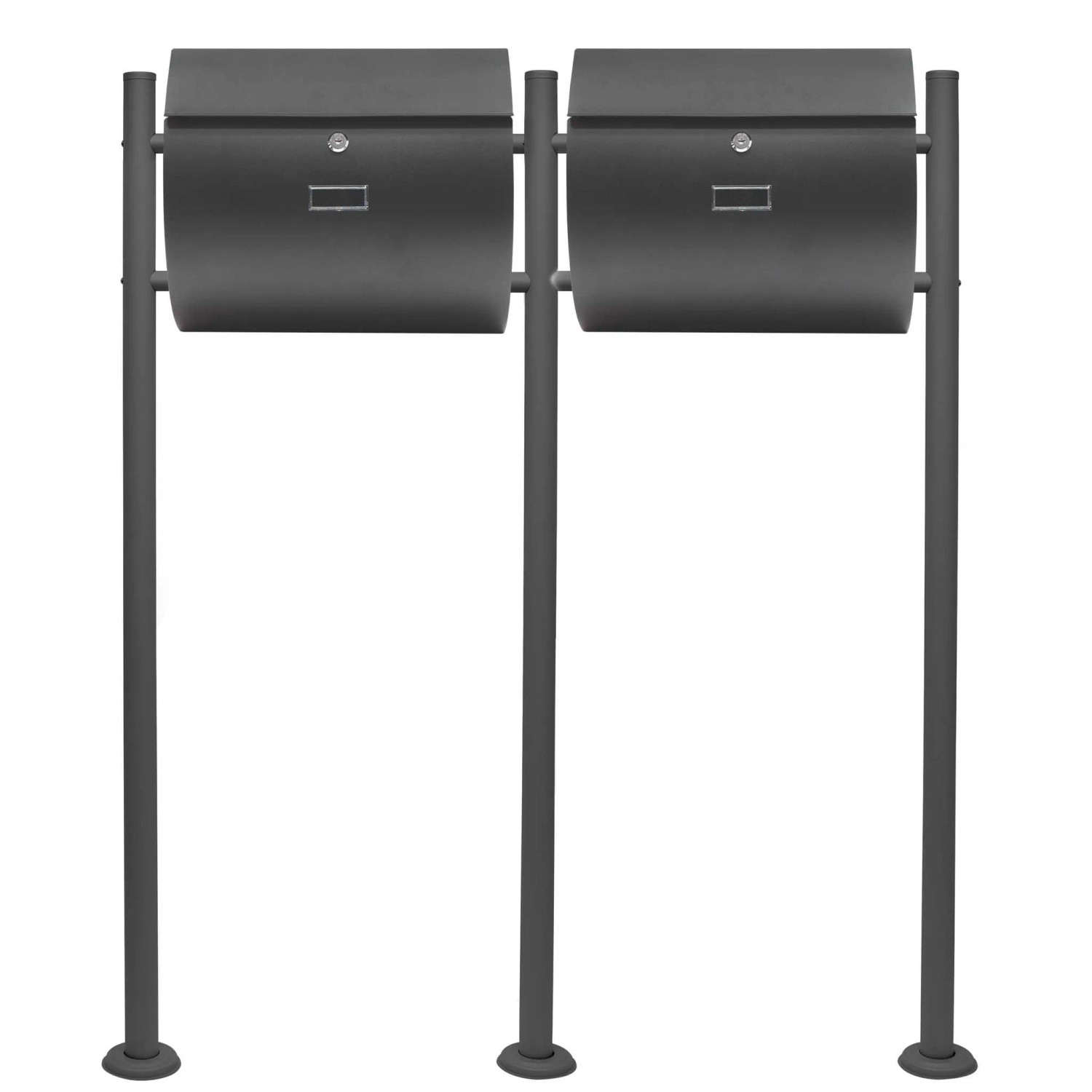 Wiltec 2er Set Briefkasten V17 Anthrazit 1000x95x1200mm Ständer Schloss Schild