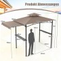 Costway Grillpavillon mit Seitenmarkise Doppeldach 318x153x250 cm Braun_3
