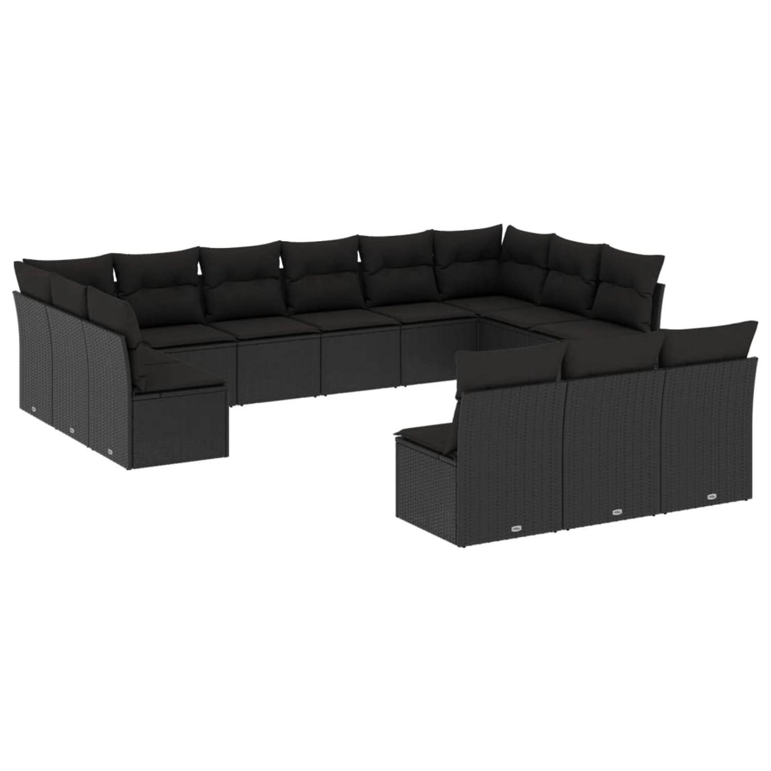 vidaXL 13-tlg Garten-Sofagarnitur mit Kissen Schwarz Poly Rattan Modell 27 günstig online kaufen