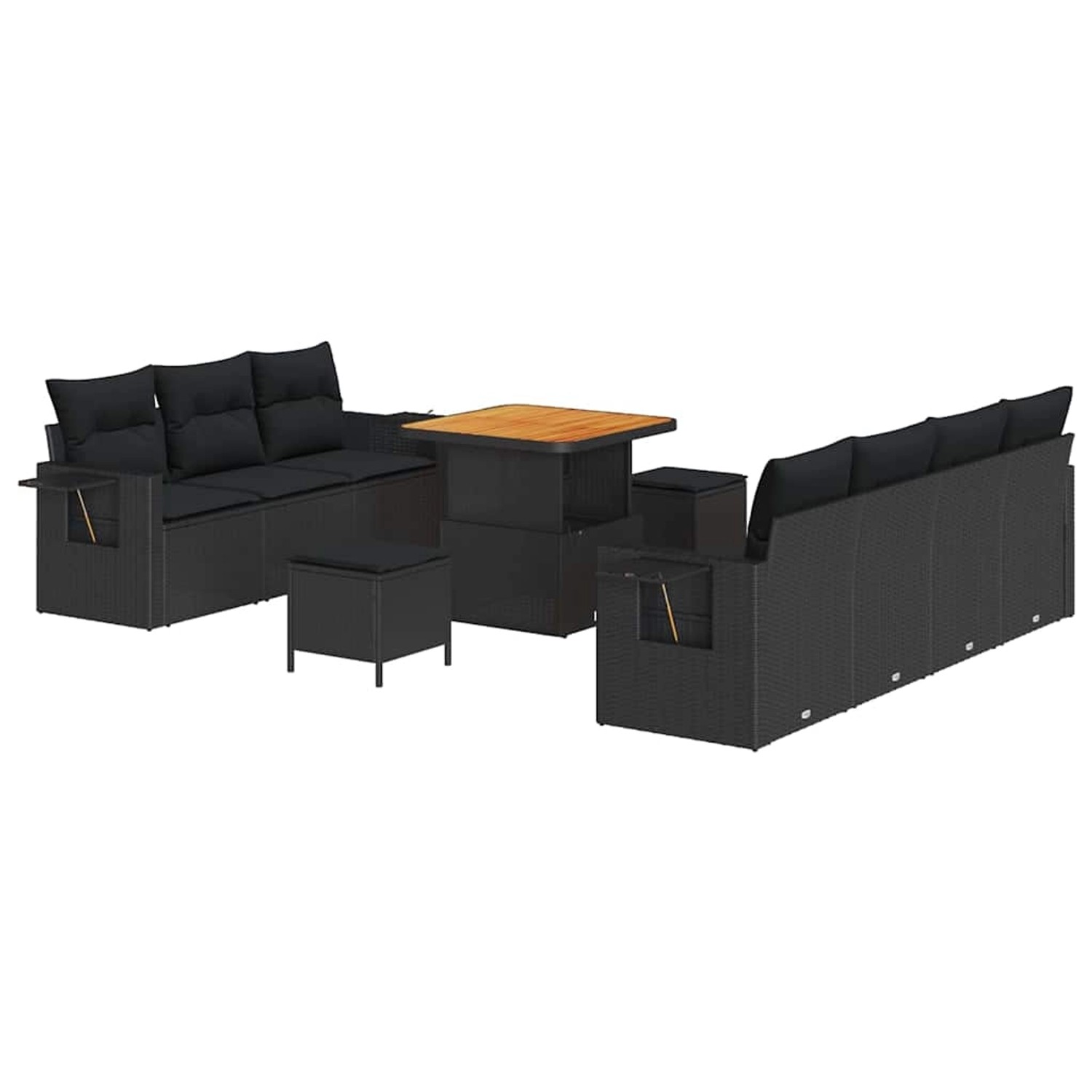 vidaXL Garten-Sofa-Set 10-Tlg Schwarz Poly Rattan 3361704 günstig online kaufen