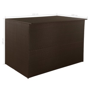 Braune furnicato Garten-Auflagenbox aus Polyrattan, 150x100x100 cm, zur Aufbewahrung von Gartenmöbel-Kissen.
