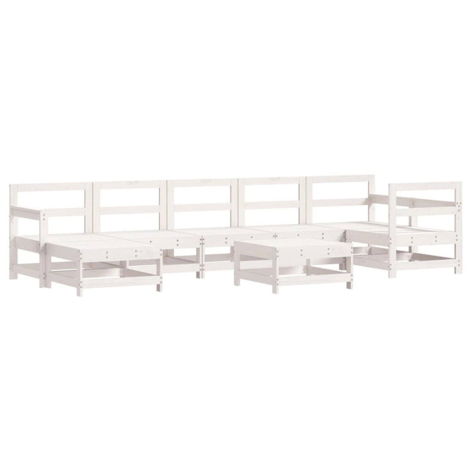 vidaXL 8-Tlg Garten-Lounge-Set Weiß Massivholz Kiefer 3186292