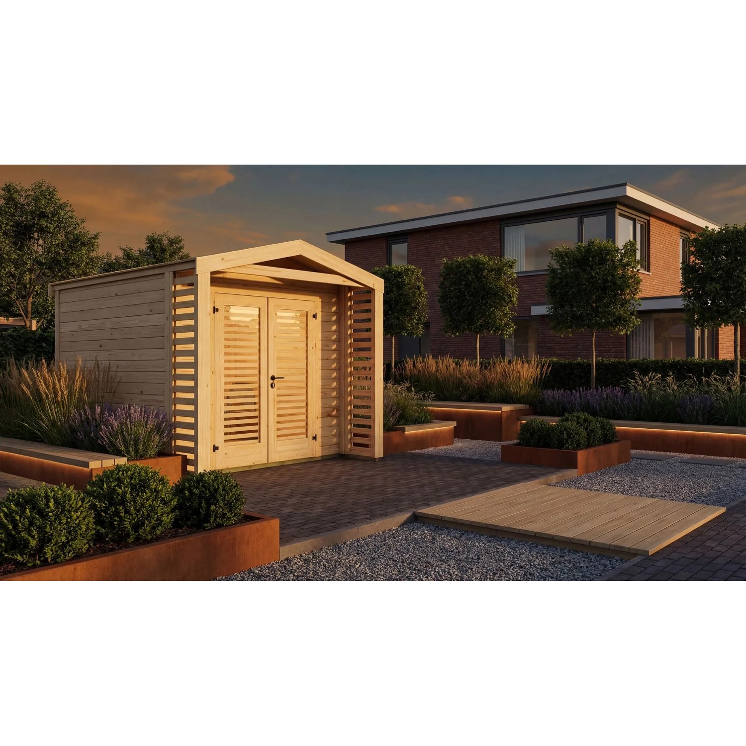 Weka Holz-Gartenhaus Killarney Satteldach Natur Unbehandelt 311 cm x 363 cm