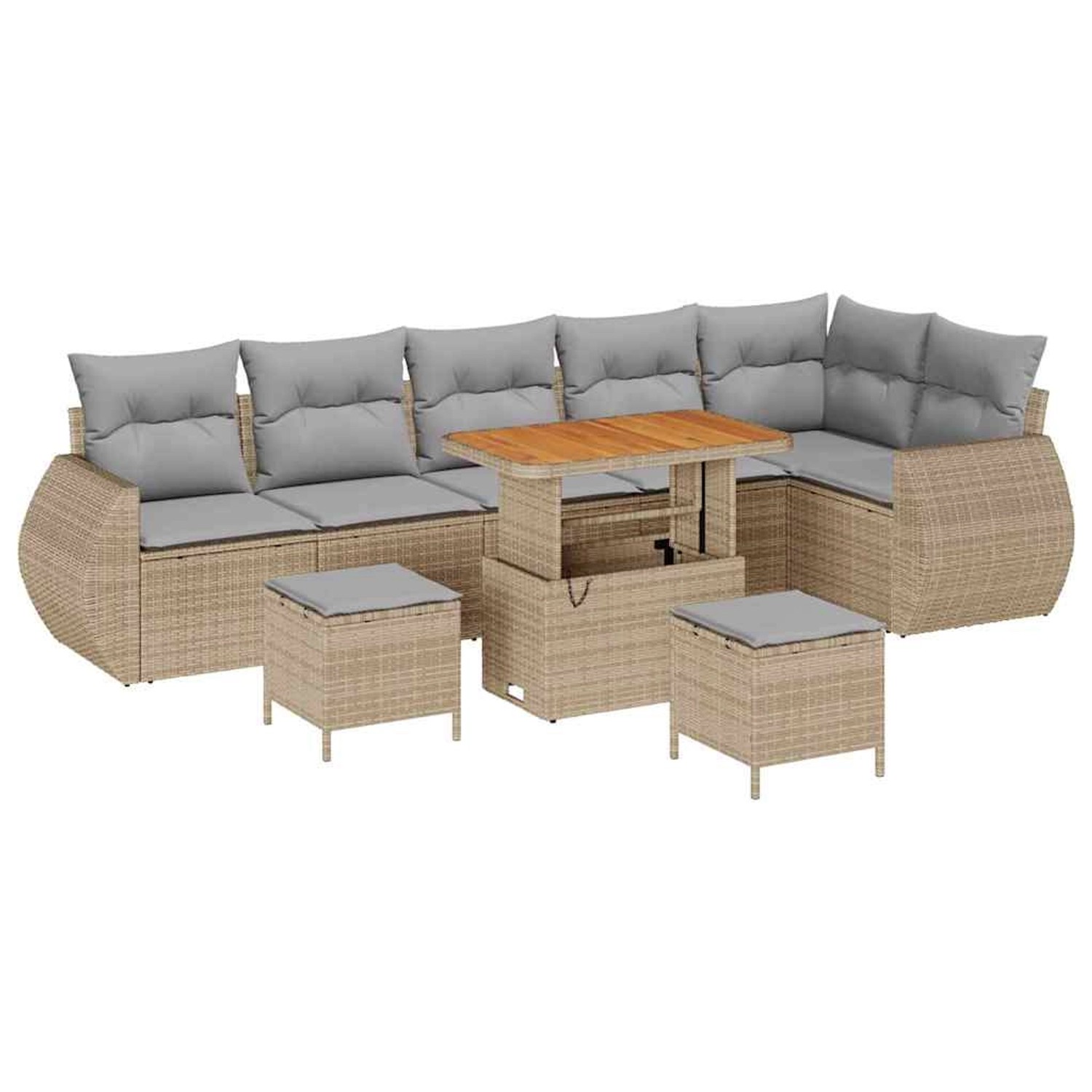 vidaXL Garten-Sofa-Set 9-Tlg Beige Poly Rattan 3361897 günstig online kaufen