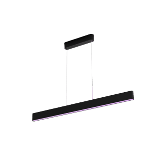 Schwarze Philips Hue Ensis LED-Pendelleuchte mit Farbwechsel für stimmungsvolle Beleuchtung.
