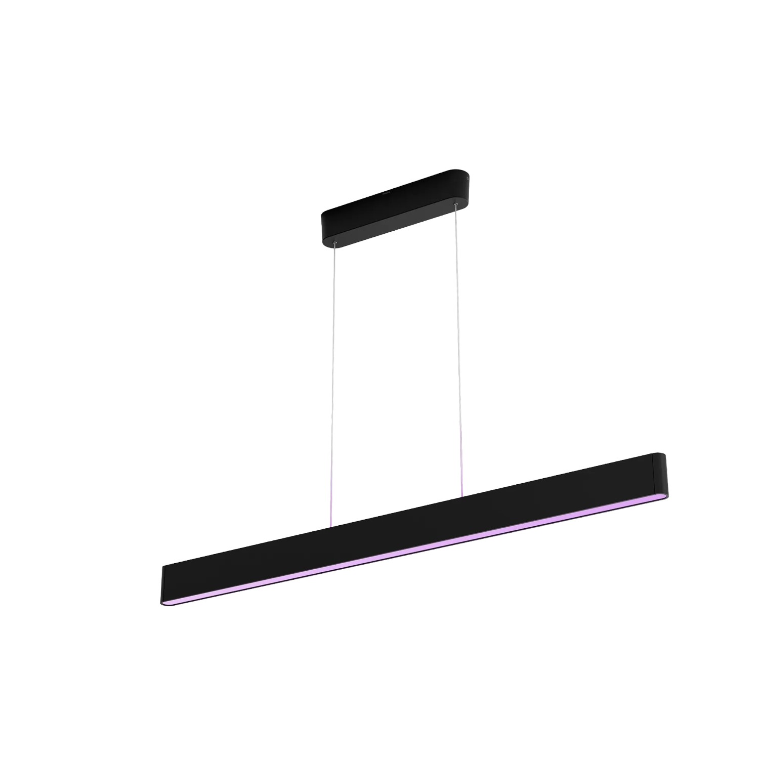 Schwarze Philips Hue Ensis LED-Pendelleuchte mit Farbwechsel für stimmungsvolle Beleuchtung.