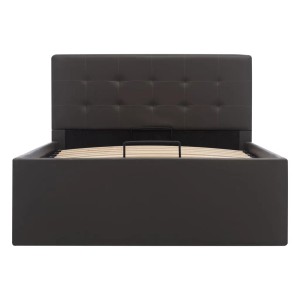 Graues vidaXL Stauraumbett (90x200 cm) mit Lattenrost und Kunstlederbezug.